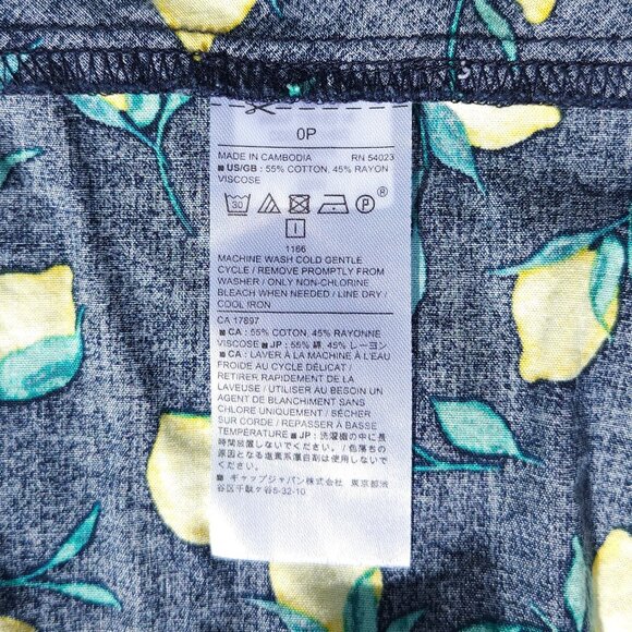PRETTY BANANA REPUBLIC Tiered Wrap Midi Skirt Size 0P Navy lemon print - Picture 2 of 4
